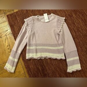 NWT Lilac purple knit Design History ruffle sweater size small